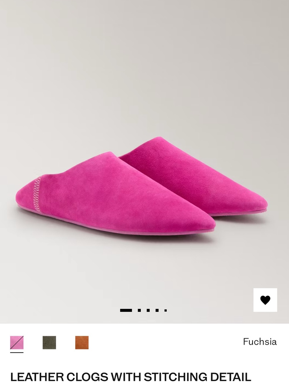 Mango Fuchsia Pointed Leather Slip-On Clogs size 7